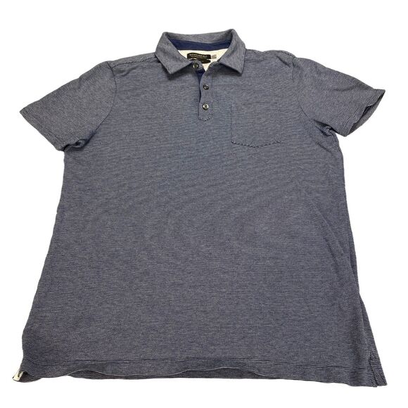 Banana Republic Polo Shirt Mens Large Blue Striped Standard Fit Golf Performance - Picture 8 of 11
